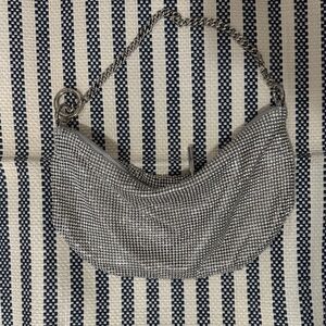 Aldo Silver Mesh Clutch with Chain Strap